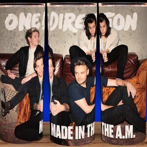 One Direction Made in the AM Cup Mug Tumbler 20oz with lid and straw